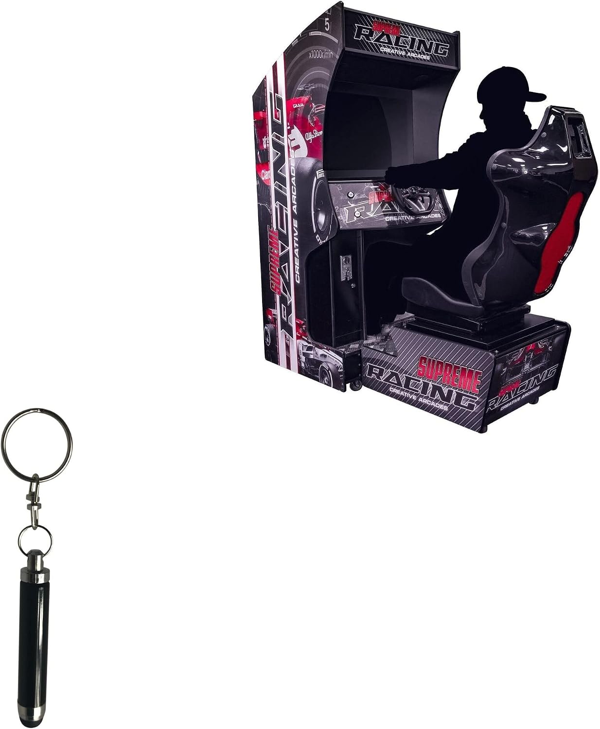 BoxWave Stylus Pen Compatible with Creative Arcades Modern Racer - Bullet Capacitive Stylus, Mini Stylus Pen with Keyring Loop - Jet Black
