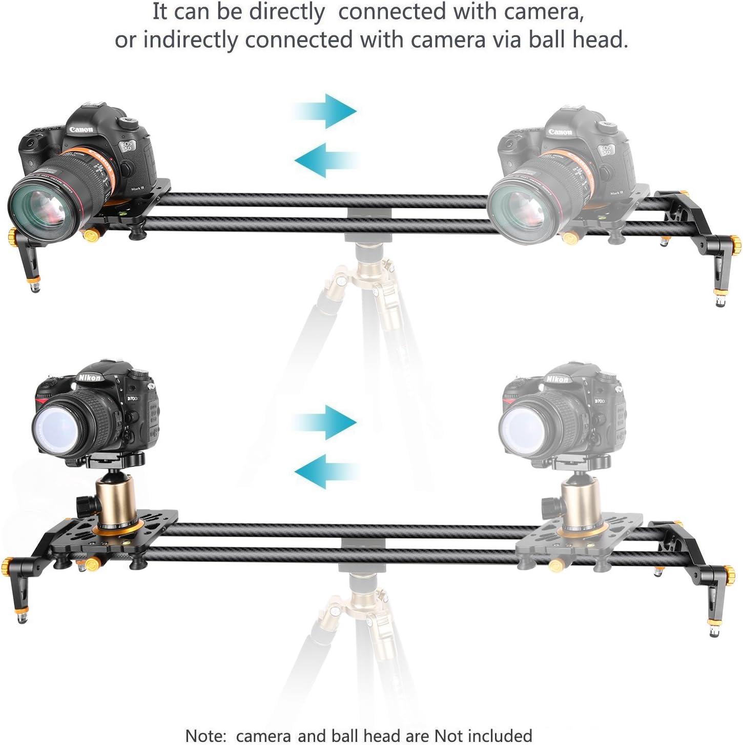 Exclusive Discount 60% Price Neewer 23.6 inches/60 Centimeters Carbon Fiber Camera Track Slider Video Stabilizer Rail with 6 Bearings for DSLR Camera DV Video Camcorder Film Photography, Load up to 17.5 pounds/8 kilograms
