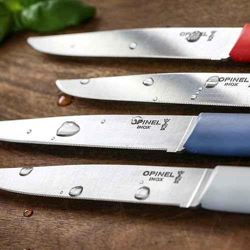 Miniatura 6 de Opinel Bon Appetit + cuchillos de mesa, juego de 4 cuchillos para carne, cuchillos de acero de alto carbono para fiestas, entretenimiento o uso