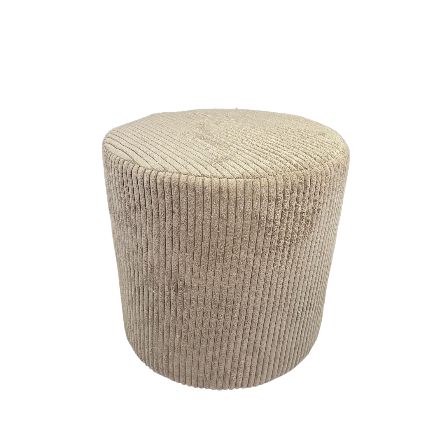 Cord-Hocker POSO 40x40 cm gepolstert rund – weiches Sitzkissen oder Fußhocker für Wohnzimmer – Cappuccino