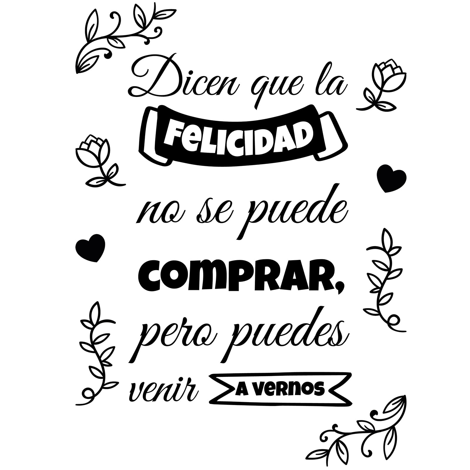 Pegatina Decorativa Peluquería Vinilo decorar salón de peluquería y barber shop. Decoración salón belleza pegatinas pared (DICEN QUE LA FELICIDAD)