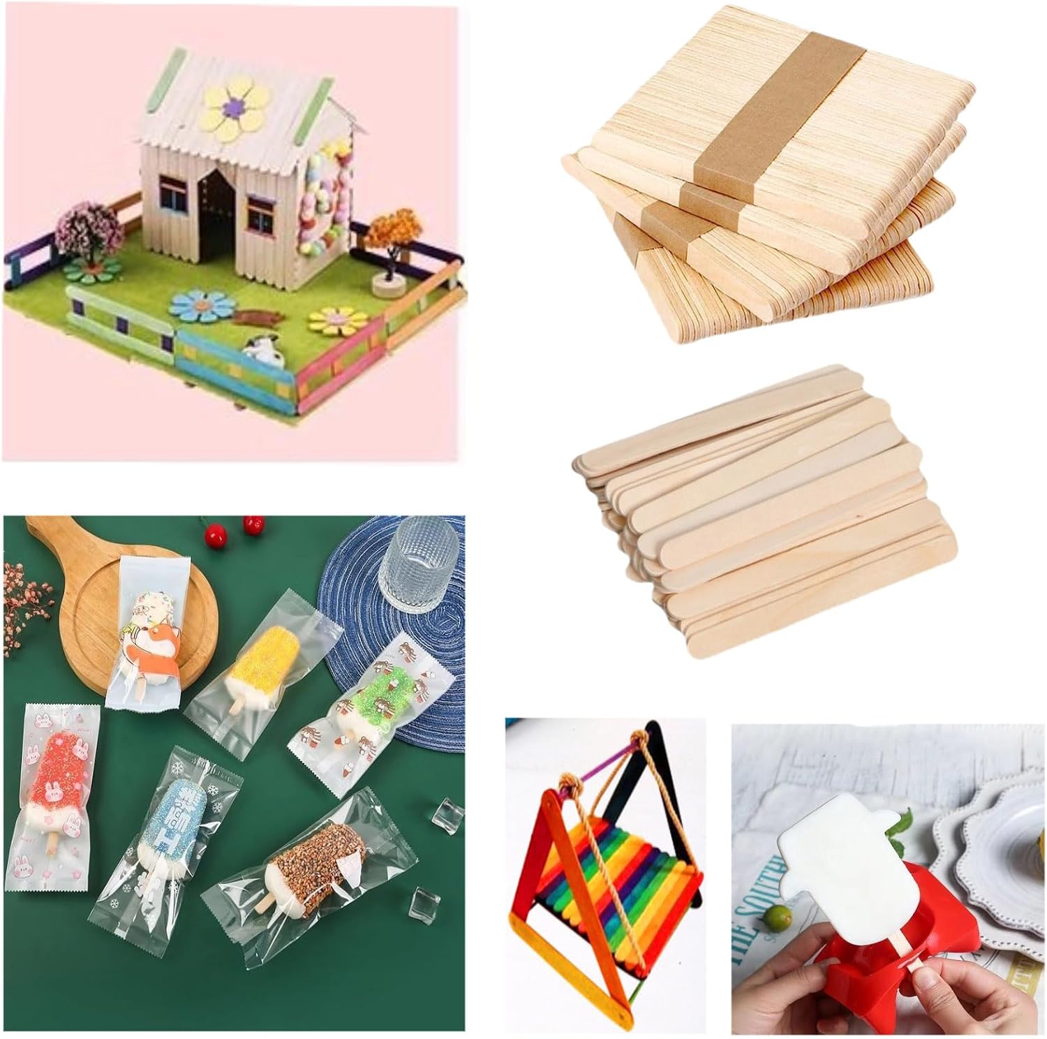 400 Pcs Wooden Popsicle Sticks, 4.5 Inch Craft Sticks Ice Cream Sticks, for DIY Crafts