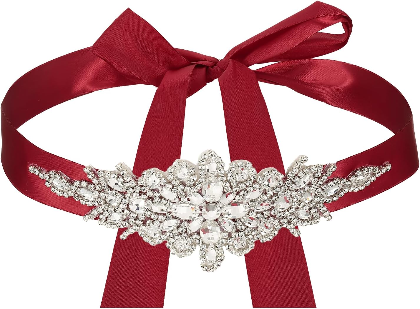 uxcell Bridal Belt Wedding Dress Belt Handmade with Sparkly Crystal Rhinestone Ribbon Sash