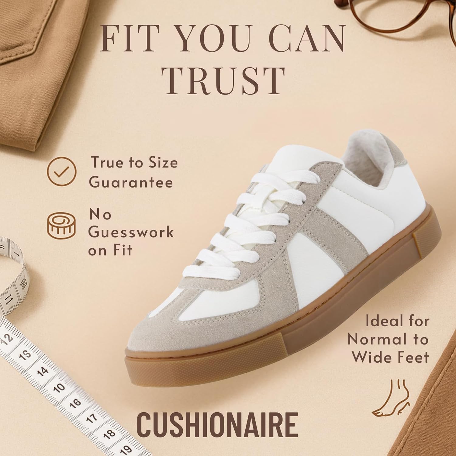 CUSHIONAIRE Bailey Womens Retro Sneaker -Classic Everyday Sneakers for Women with Sleek Rounded Toe and Memory Foam - Image 4