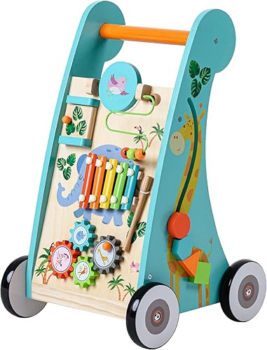 Miniatura 10 de Teamson Kids Laboratorio de juego preescolar 7 en 1 - Cubo de actividades de madera grande, laberinto de cuentas y conteo para niños, juguetes