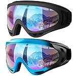 COOLOO Ski Goggles, 2 Pack Snow Goggles Snowboard Goggles for Men Women Kids - UV Protection Foam Anti-Scratch Dustproof