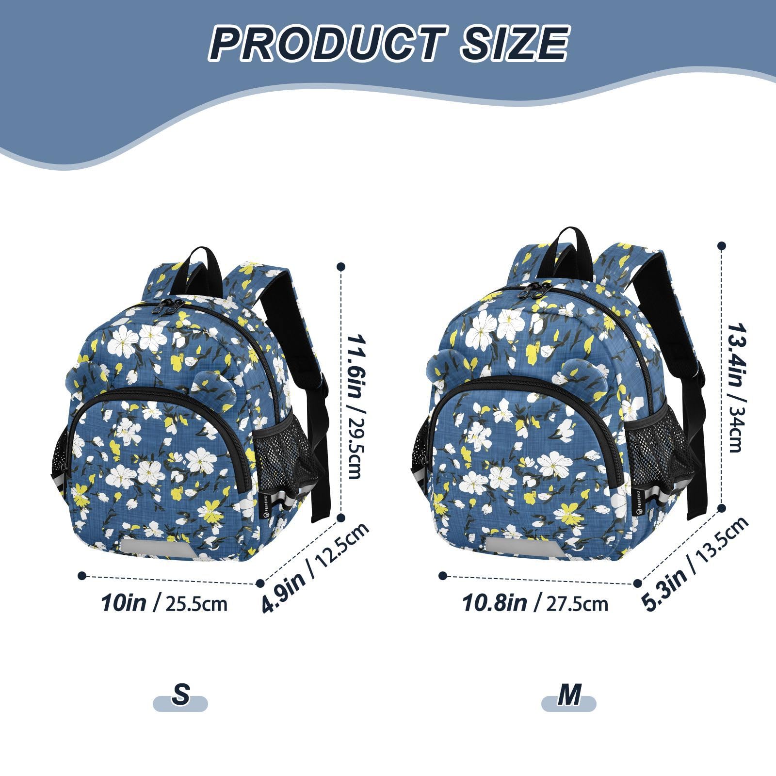 White Yellow Blossom Toddler Harness Backpack for Boys Girls 3-6 Years Kids Backpack with Anti Lost Safety Leash Baby Harness Bookbag for Travel Walking Preschool