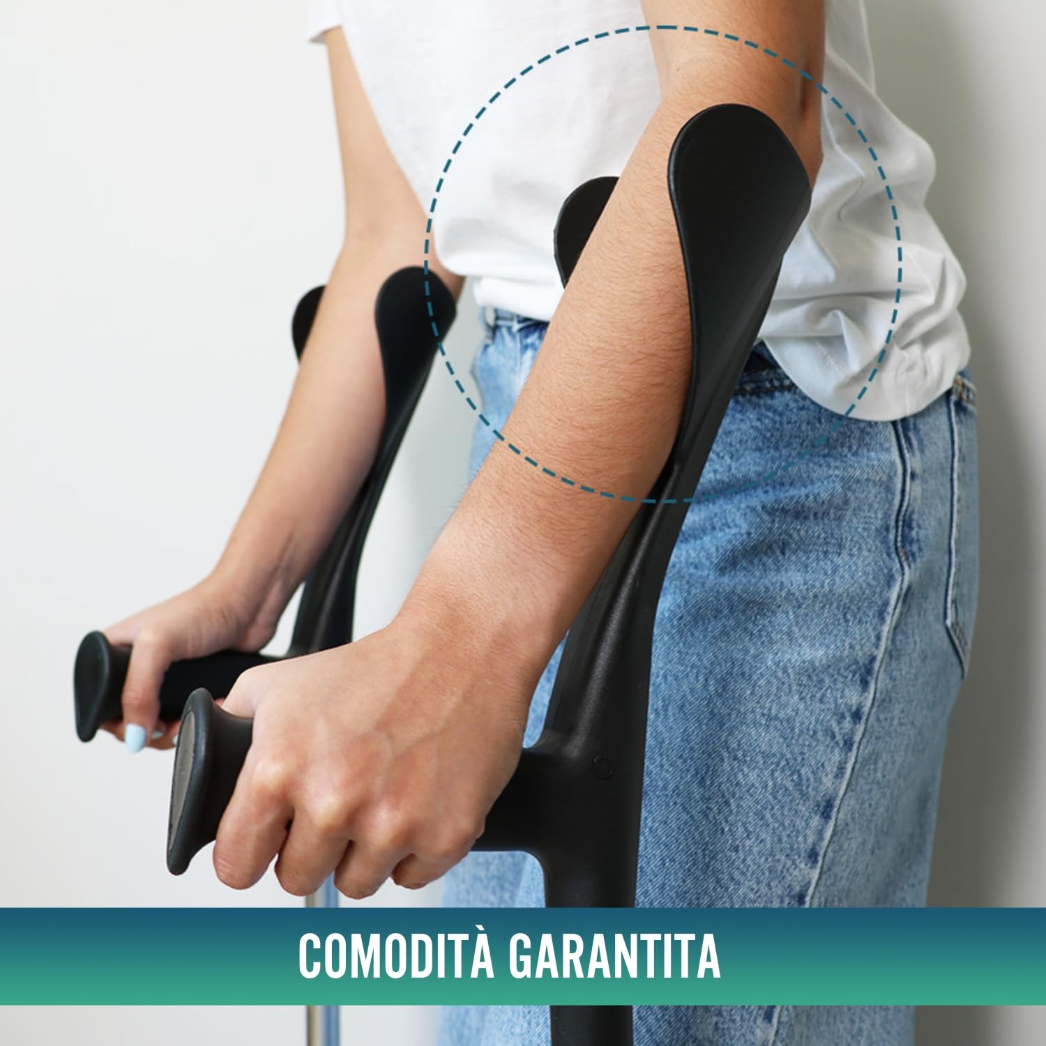 OrtoPrime PACK x2 UNITS Stampelle Ortopediche Regolabili in Alluminio per Adulti - Stampelle Canadesi con PUNTE ANTISCIVOLO - Stampelle Anatomiche Adattabili e Resistenti per Anziani.