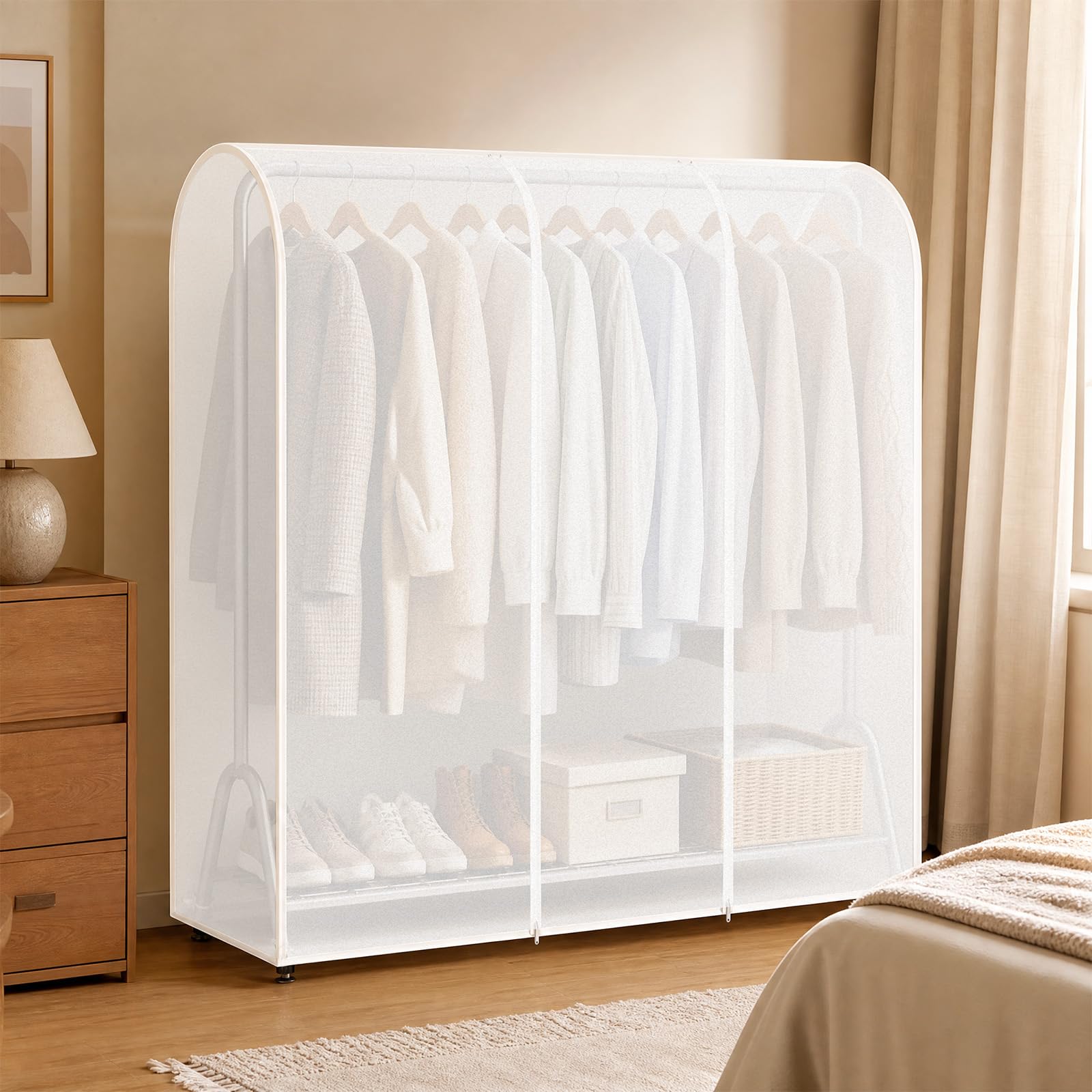 5ft Clothes Rail Cover, PEVA, Large, Waterproof, Dustproof, Two Way Zipper