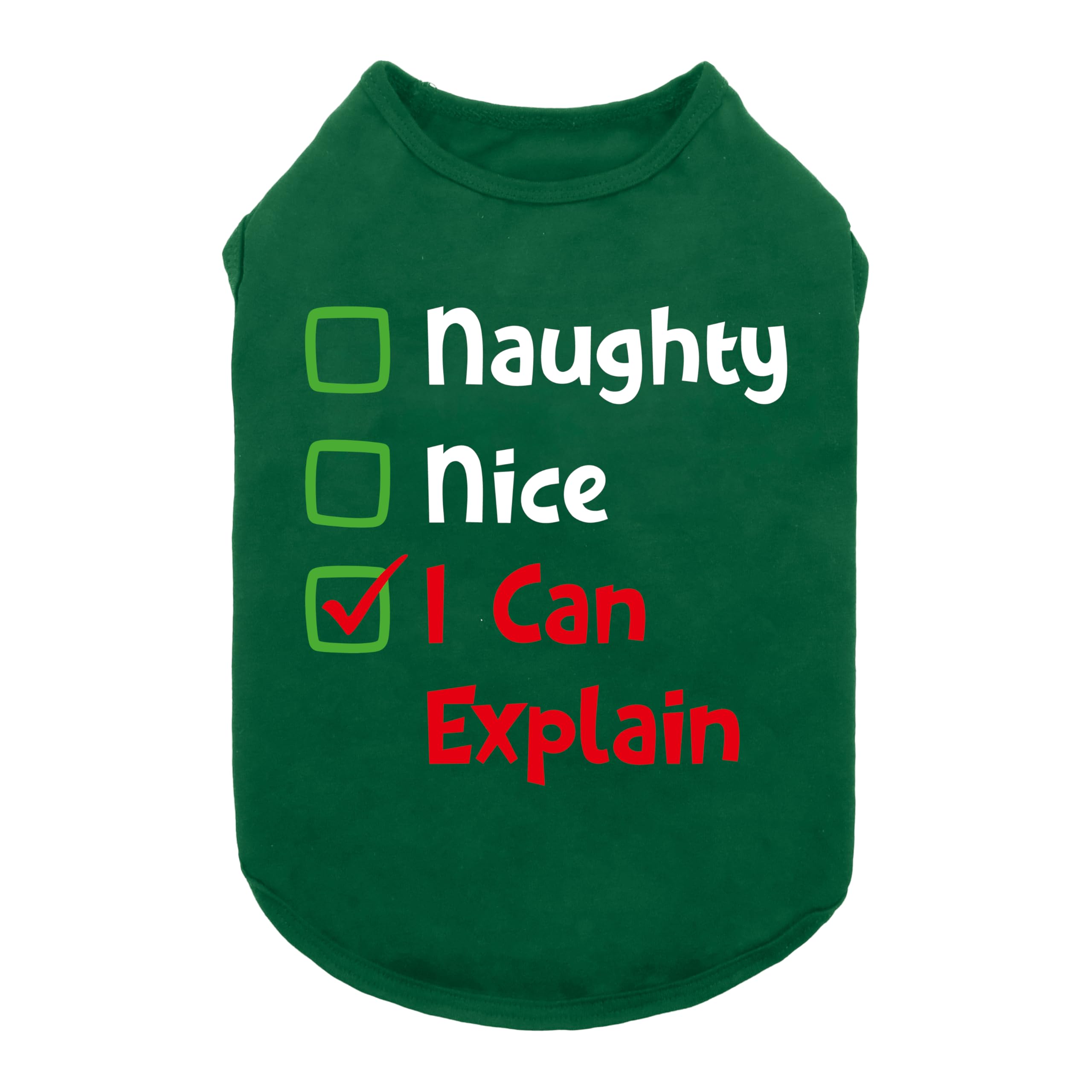 Fitwarm Naughty or Nice Christmas Dog Shirt, Dog Christmas Outfit for Small Dogs Boy Girl, Funny Doggy Tshirt, Pet Outfit, Green, Red, White, Medium
