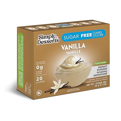 Simply Delish Pudín de Vainilla Instantáneo Natural - Sin Azúcar, Sin OGM, Sin Gluten, Sin Grasa, Vegano, Apto para Keto - 1.7 OZ (Paquete de 1)