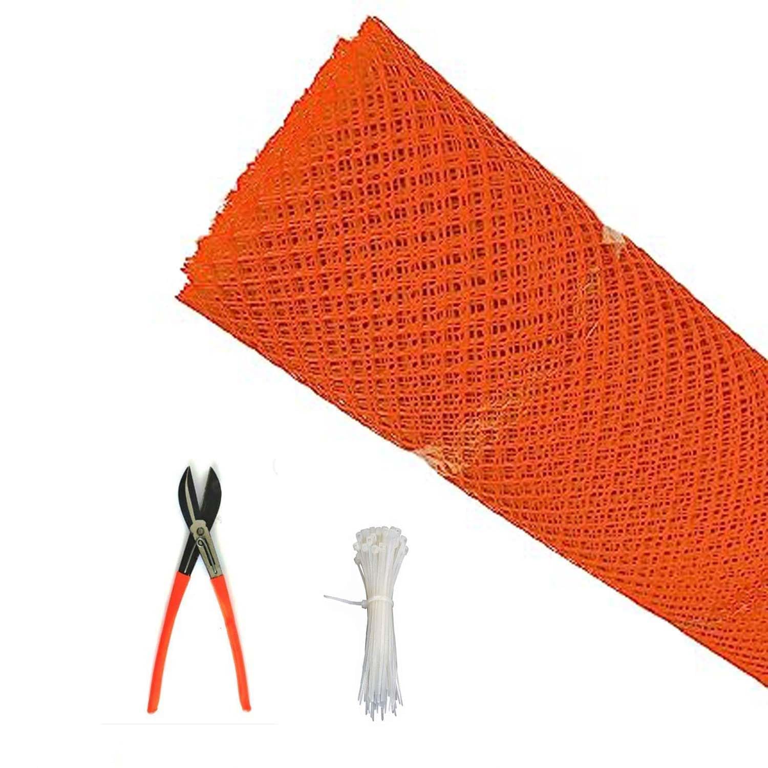 MAHIRA UV Stabilized Virgin HDPE Tree Guard Net Anti Bird Net Garden Fencing Net PVC Virgin HDPE 4 Feet Height X 5 Feet Length Red with 1 Cutter and 50 PVC Tags Tie Locks 4 X 5 FT-image-36