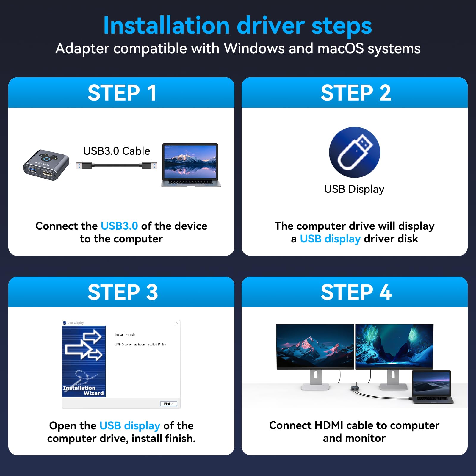 VEDINDUST HDMI Splitter Extend 4K@60Hz zu Dual HDMI Adapter Support Mirror oder Extend kompatibel mit Windows XP/7/8/10/11 und macOS geeignet für Monitore Fernseher Projektoren