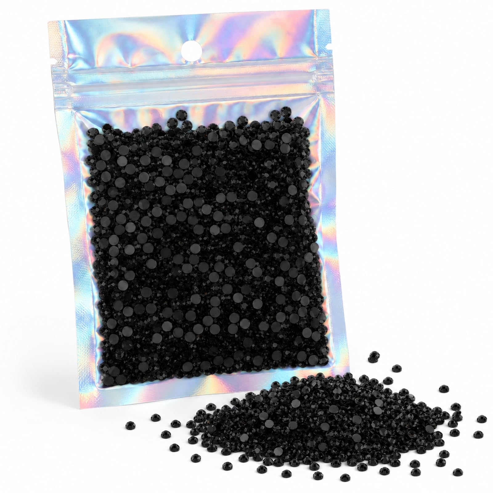Thfaeyta 5000Pcs 3mm Flat Hotfix Rhinestones, Resin Crystal Gemstones, Bling Acrylic Glitter Gems for Clothing Cup Bottle Nail Art Makeup DIY Craft Embellishments (Black)