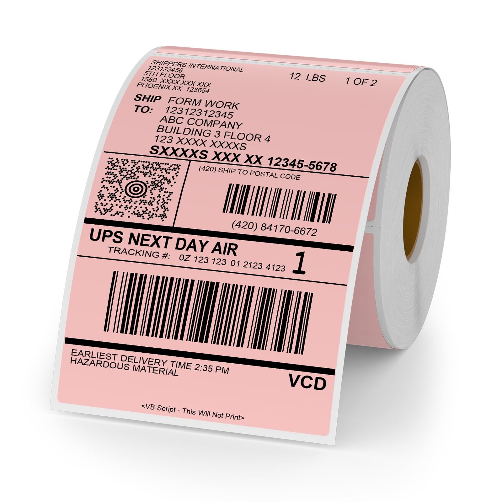Pink Direct - Etichette termiche adesive in vinile, 15,2 x 10,2 cm, rettangolari, impermeabili, per stampante, etichette per spedizione con codice QR, indirizzi fai da te, ufficio, 250 pezzi