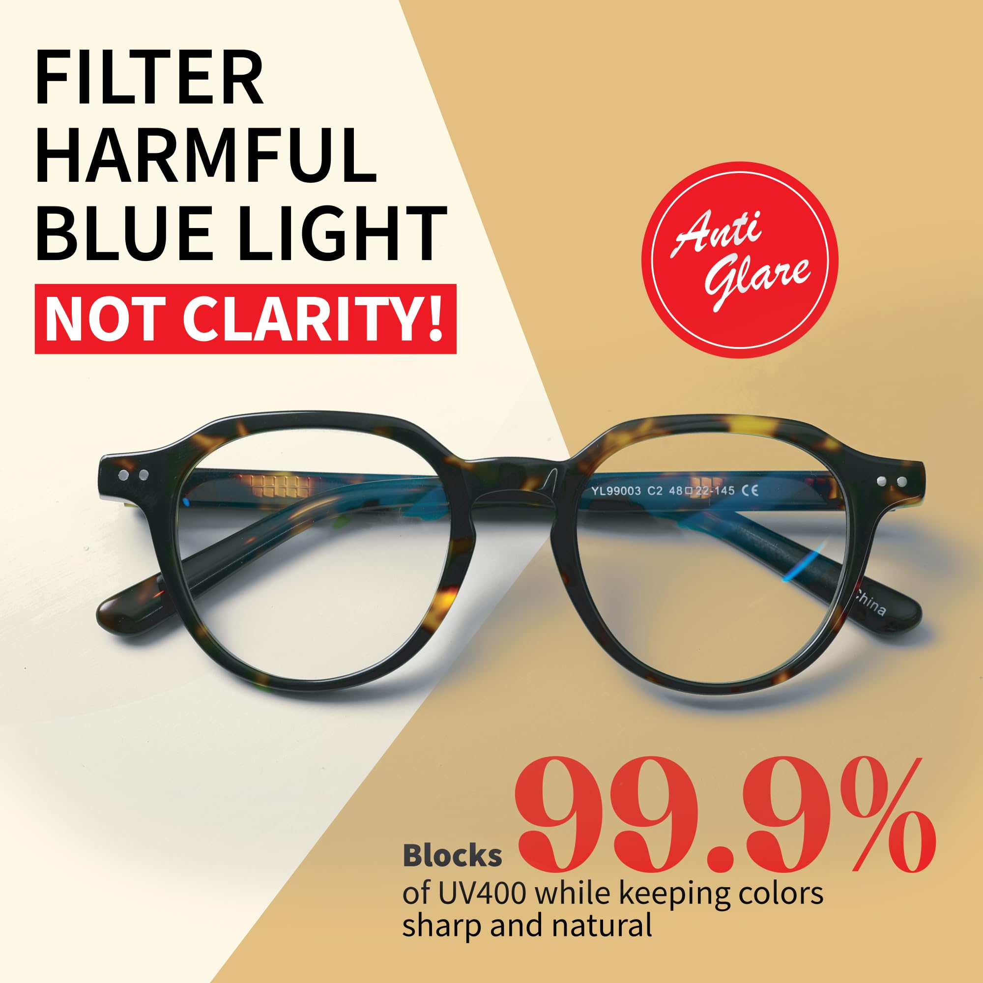 Xenvue Blaulichtblockierende Brille für Herren - Premium + Stilvolle Computer- und Bildschirmbrillen, reduzieren die Belastung der Augen