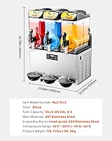 Vista 7 de VEVOR - Máquina comercial de bebidas heladas, tanque triple de 3x15L, máquina de margaritas, 180 tazas, máquina de batidos y bebidas heladas