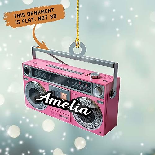 Miniatura 2 de Adorno de radio personalizado 2025, adorno de radio retro personalizado, cinta de cassette, adornos retro, adornos de radio de Navidad, adornos de