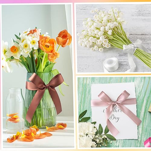 Miniatura 4 de Mlurcu Cinta naranja quemada de 1 pulgada de ancho, cinta de satén naranja, cinta de satén naranja de doble cara de colores sólidos surtidos para