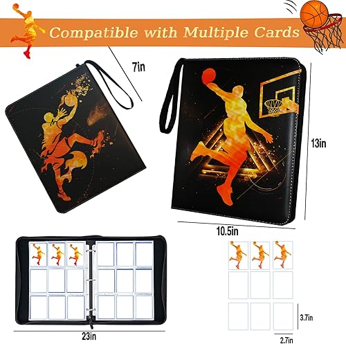 Miniatura 2 de Carpeta de tarjetas de baloncesto con 900 bolsillos, soporte para tarjetas intercambiables, álbum de coleccionistas, 9 bolsillos con 50 fundas