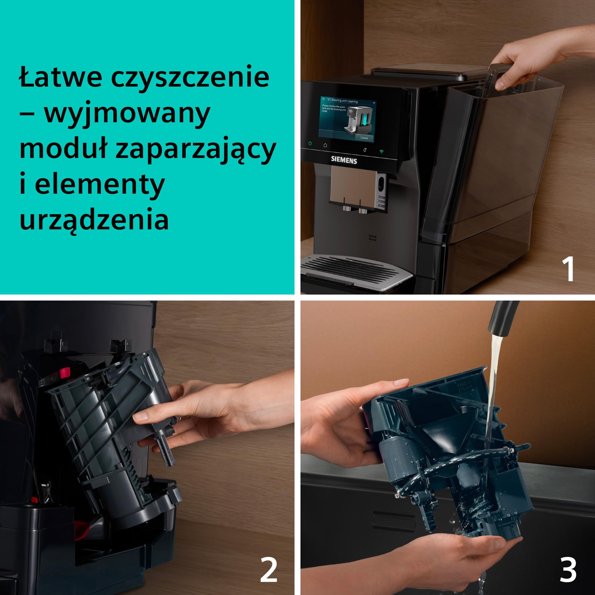 Siemens, automatyczny ekspres do kawy, EQ700 iAroma, wyświetlacz dotykowy, Cold Brew i Slow Brew, aplikacja Siemens Home Appliances, odcień morning haze, TP725E01