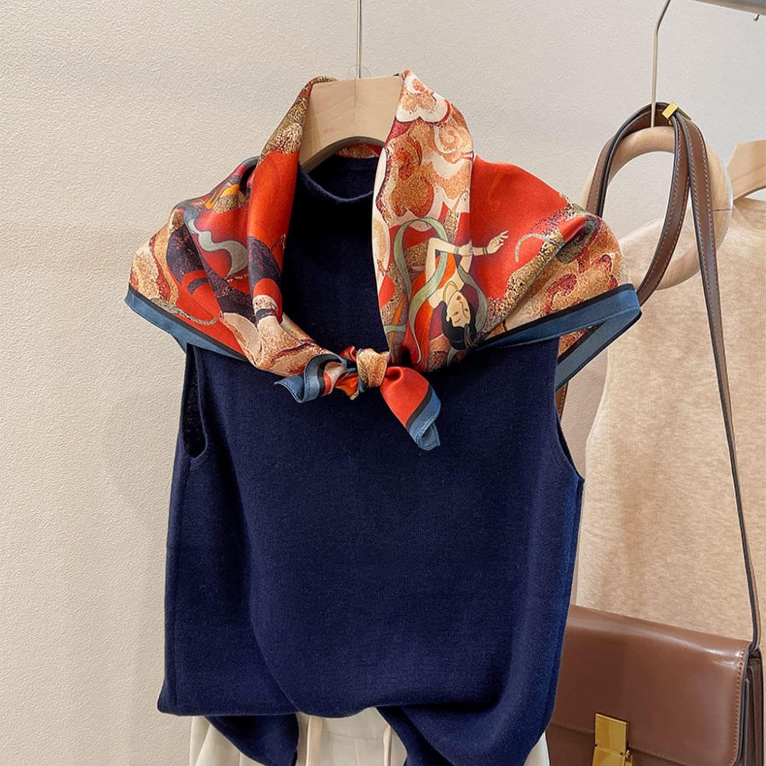 100% Mulberry Silk Scarf 25.6"x25.6" Square Women Neckerchief Headscarf - Lightweight Neck Scarf Gift Packed - Image 6