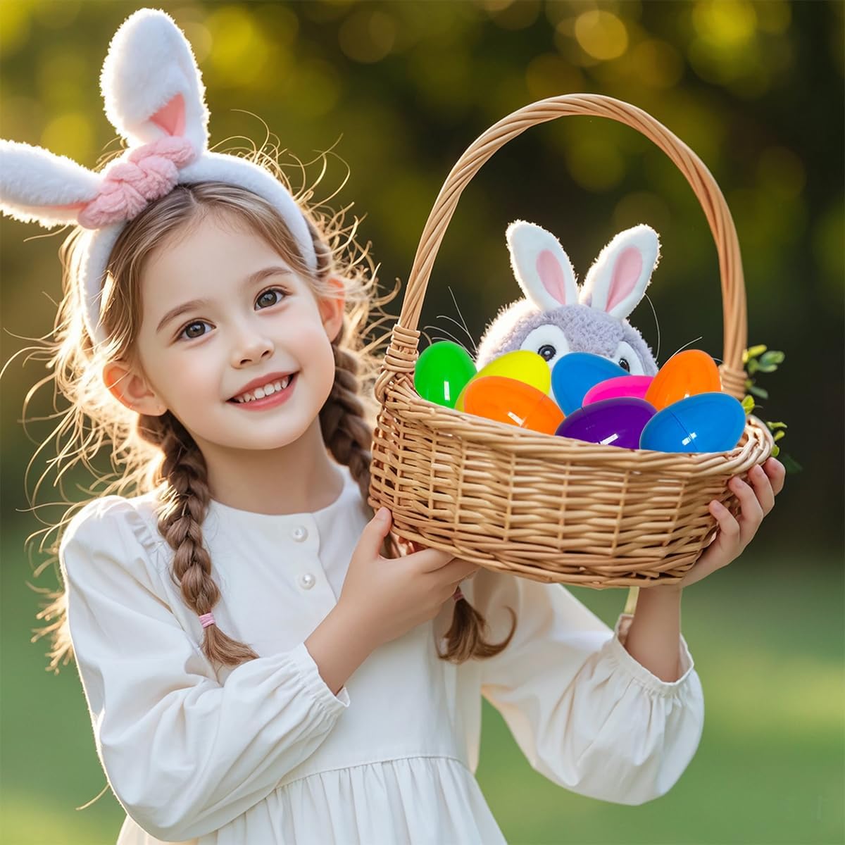 Jofan 24 Pack Plastic Prefilled Easter Eggs with Mini Jesus Mochi Squishy Toys Inside for Kids Boys Girls Toddlers Easter Basket Stuffers Gifts Fillers Party Favors