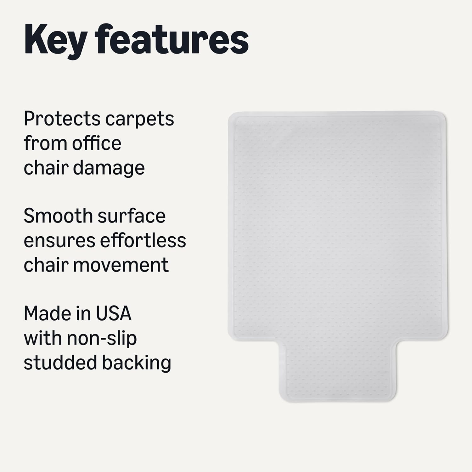 Amazon Basics Office Chair Mat for Low Pile Carpeted Floors with Lip, 36" x 48", Clear 36” x 48” with Lip