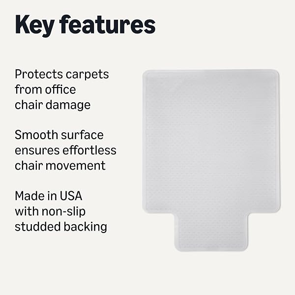 Amazon Basics Amazon Basics Office Chair Mat for Low Pile Carpeted Floors with Lip, 36" x 48", Clear in use