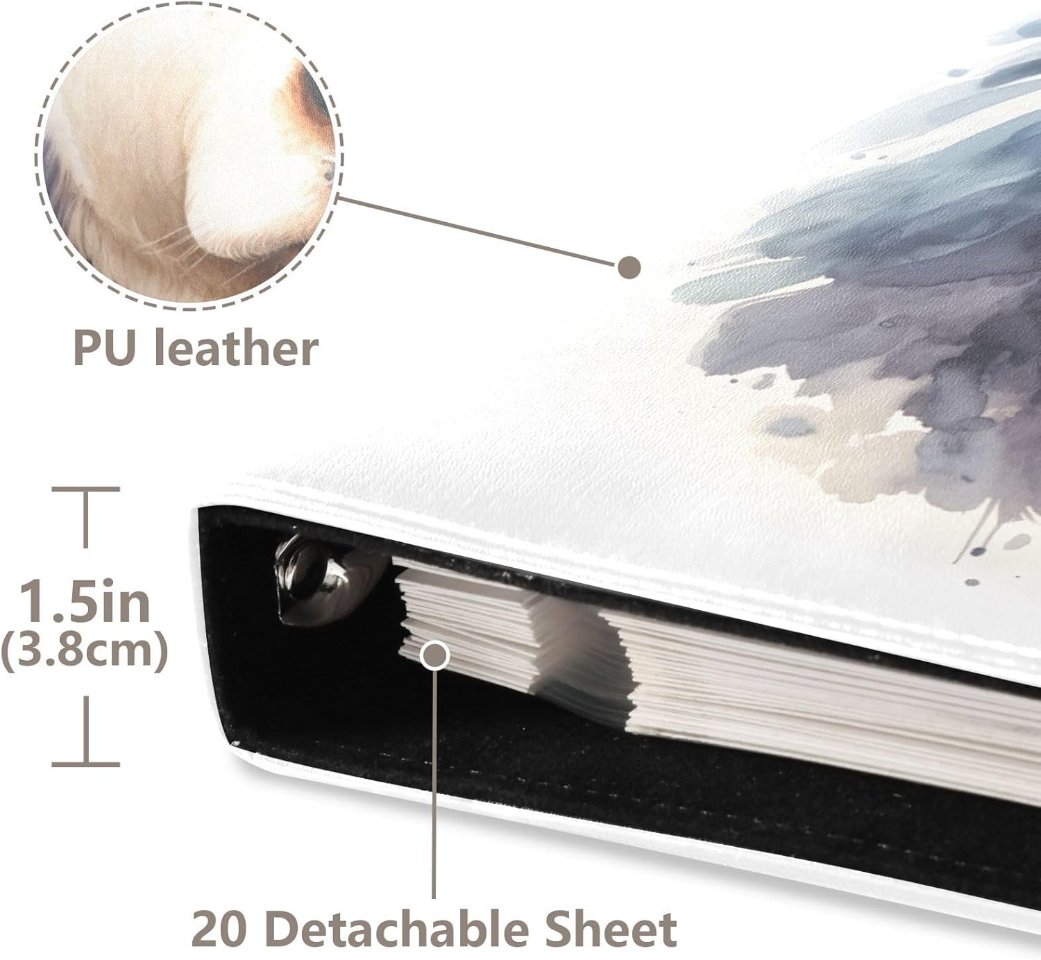 JIPONI Little Cow Watercolor Large Photo Album, DIY Leather Cover Scrapbook Albums for 4x6 5x7 6x8 Pictures, Self Adhesive Memory Book for Wedding, Baby, Family
