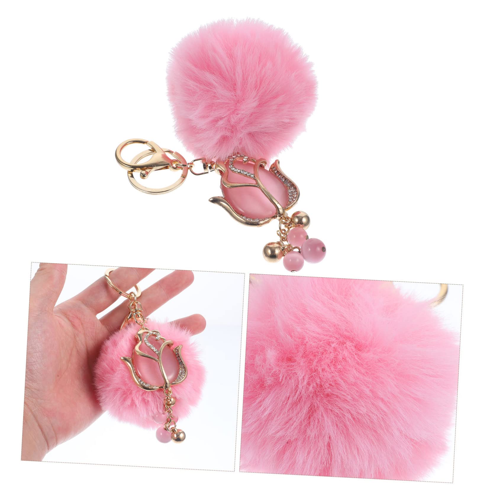 VALICLUD portachiavi a tulipano Portachiavi per zaini simpatici portachiavi per le chiavi della macchina regalini natale regalini di natale ciondoli ciondolo borsa pompon Peluche rosa