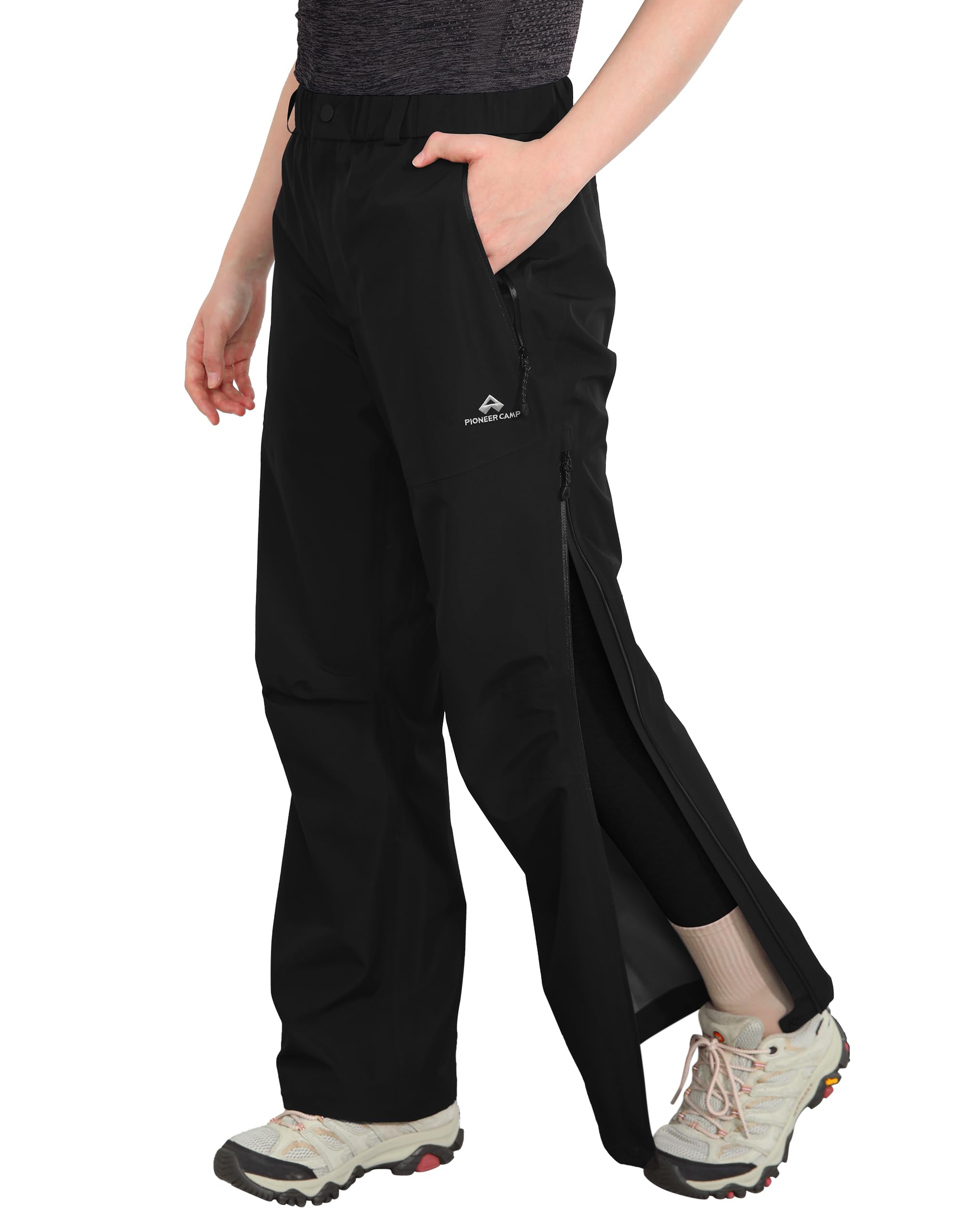 Pioneer Camp Damen Regenhose Wasserdicht 20000 mm, Atmungsaktiv 7000 g/m², 3L Verklebt 75D Strapazierfähig Wanderhose mit Belüftungsreißverschluss & Verstärkten Knien fur Trekking Outdoor