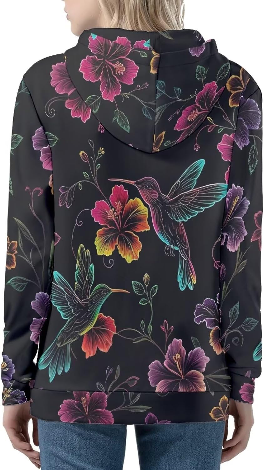 Irisjudy Womens Zip-up Hoodie with Kanga Pocket(XS-5XL),Cactus,Sunflowers,Butterfly Long Sleeve Sport Shirts Shell Jackets - Image 2