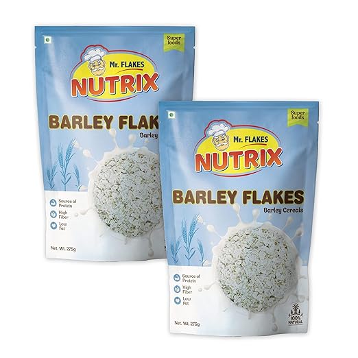 Barley Flakes - Healthy Breakfast Cereals with Millets, Gluten free | Rich in proteins & fibre, Supports diet & weight loss, Pack of 2 (275g each) - MR FLAKES NUTRIX