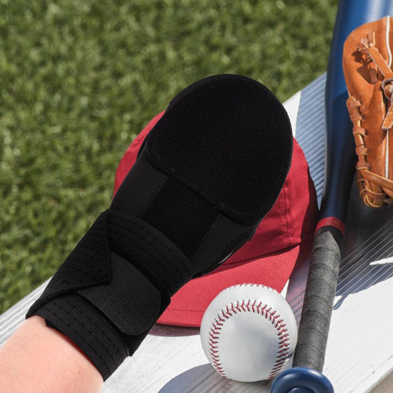 WOONEKY Guante Deslizante para Béisbol Adulto Izquierdo, Diseño de Dedos Descubiertos, Color Negro, Material Resistente Antidesgaste, Protección para Mano Deportiva, Uso en Softbol