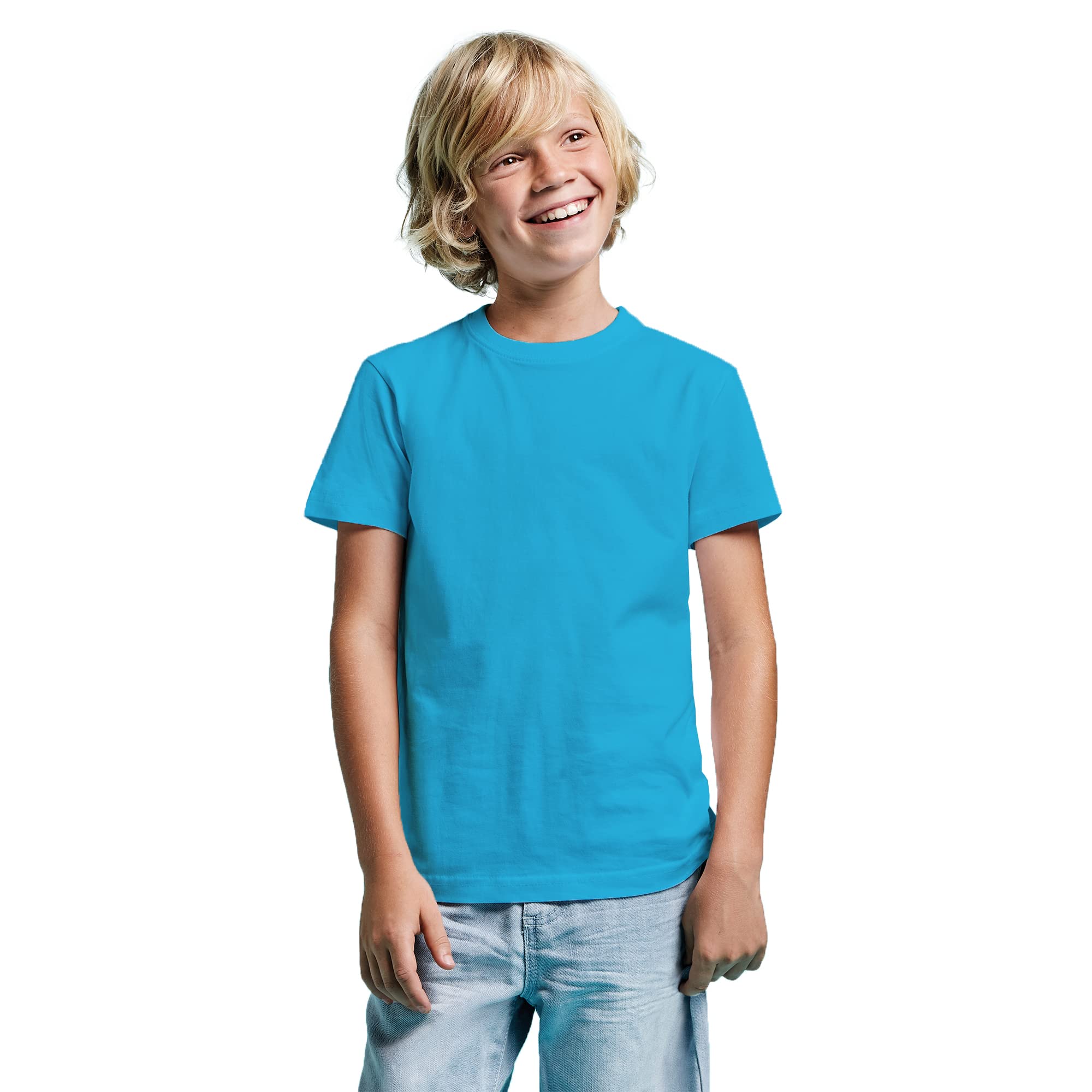 KINKIES Camiseta Manga Corta 100% algodón para niños y niñas - Camiseta 180 g/m Durable eternamente, cómoda, Suave y Elegante