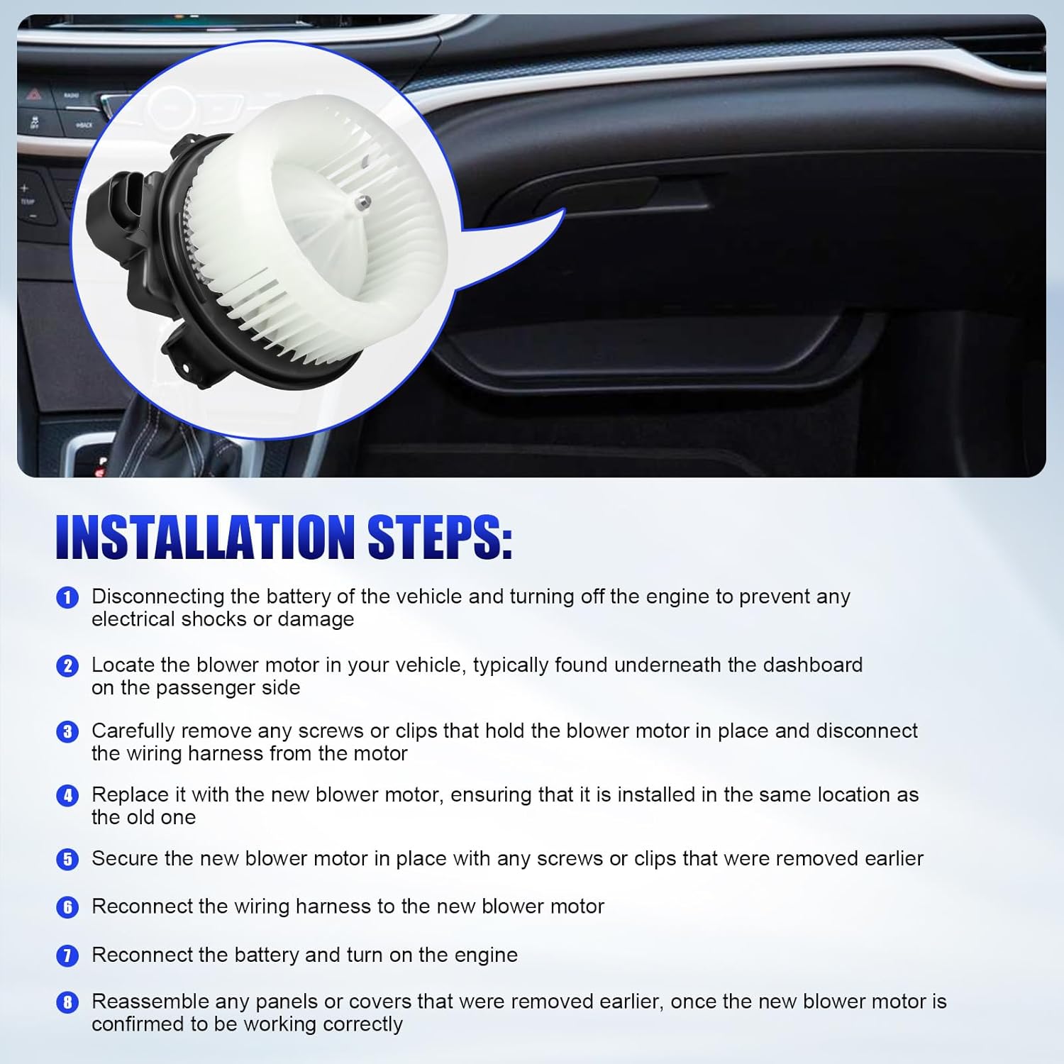 AC Blower Motor Fits for Toyota Prius Corolla 2009 2010 2011 2012 2013 2014 2015 2016 2017 HVAC Heater Blower Motor with Fan Replaces# 700249 8710302260