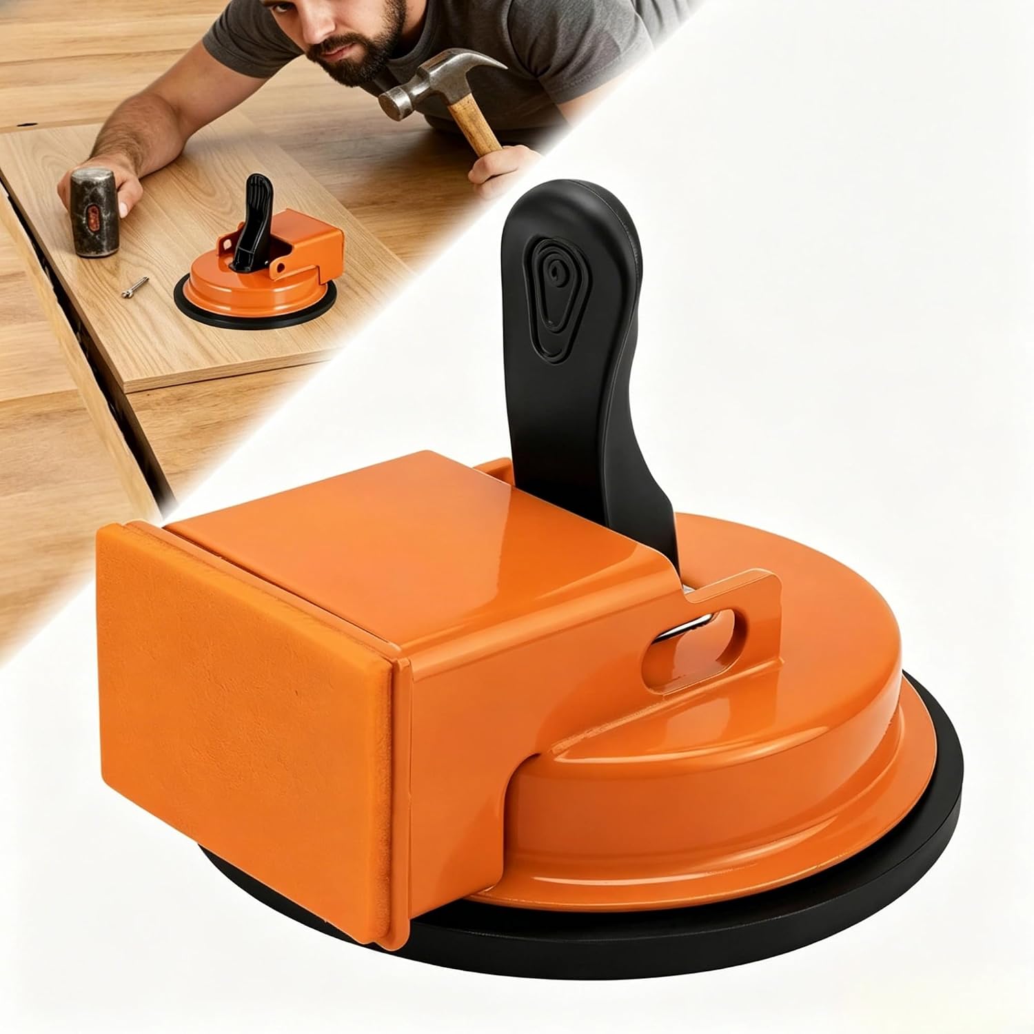 Floor Gap Fixer Tool, Heavy Duty Carbon Steel Flooring Gap Repair with 200+ lbs Suction Cup, Laminate Vinyl Plank Puller for Smooth & Lightly Textured Floors, DIY