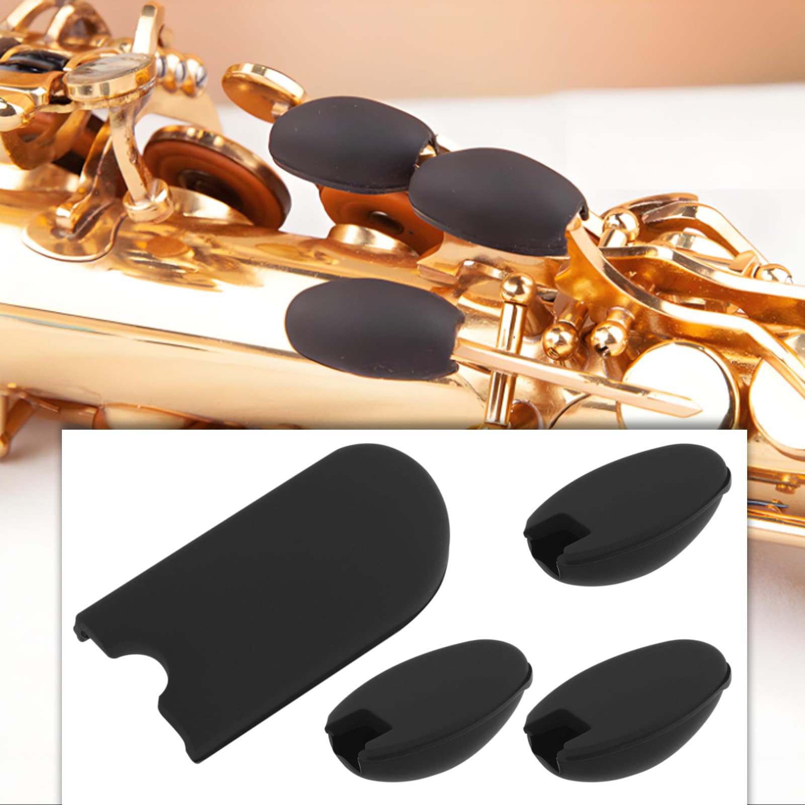2 Juegos de Almohadillas para El Pulgar de Saxofón Aptas para Saxofones Alto Tenor Y Soprano 2 Reposa Dedos 6 Almohadillas para Teclas Laterales Pequeñas Color Negro