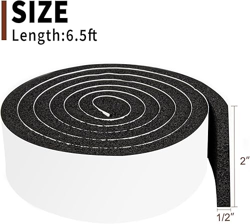 Miniatura 2 de Yotache Tira de aislamiento para aire acondicionado de celda abierta de 2 x 12 pulgadas, autoadhesivo tira de sello retardante de llama, 6.5 pies de