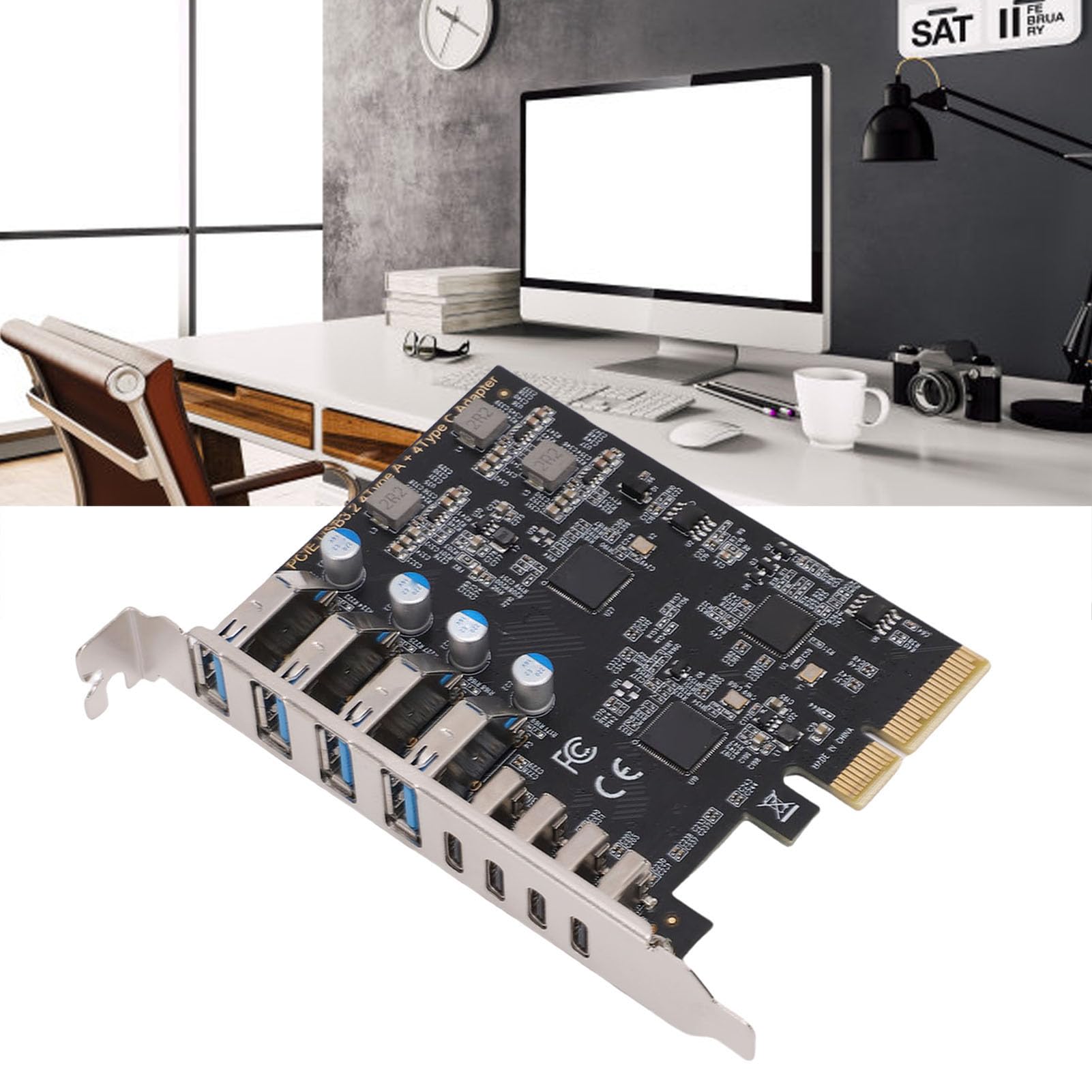 Scheda di Espansione Ad Alta velocità da PCIe a USB 3.2 Gen 2 con 8 Porte per Giochi su PC Desktop e Storage Esterno