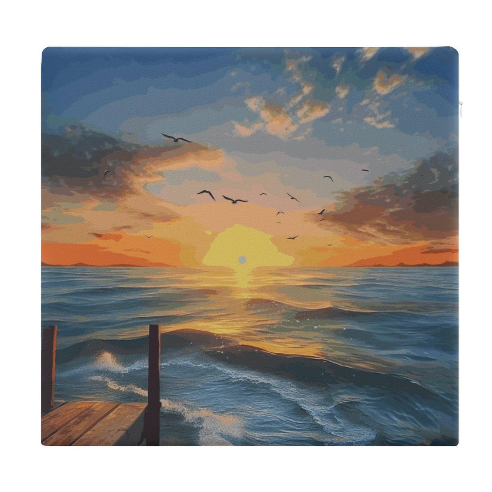 LDGSUPH Sunset Sea Seat Cushions for Office Chair Square Cushions Soft Floor Cushions Comfortable Sofa Cushions Memory Foam Chair Pads