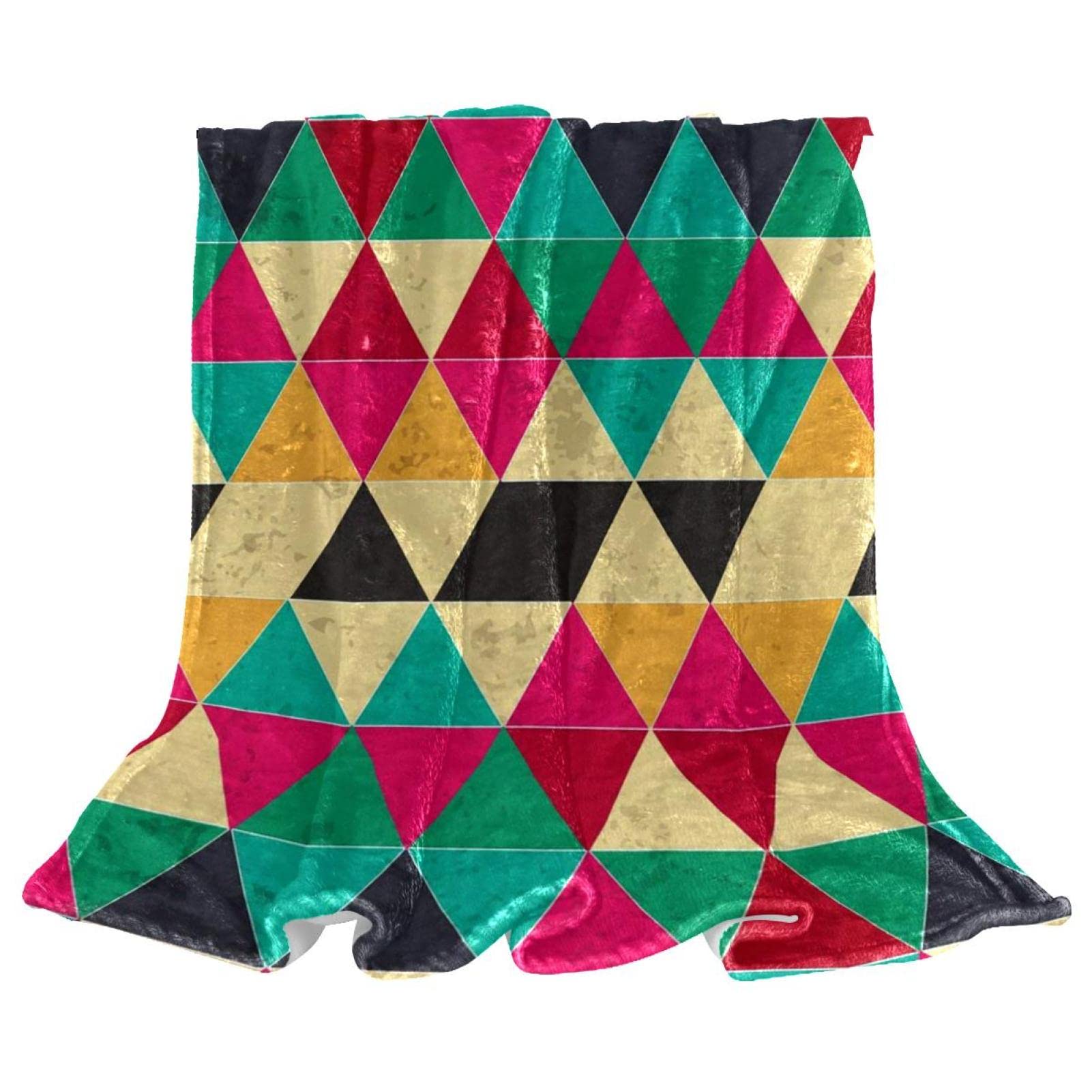 Couverture polaire haut de gamme motif géométrique triangle coloré TBOUOBT