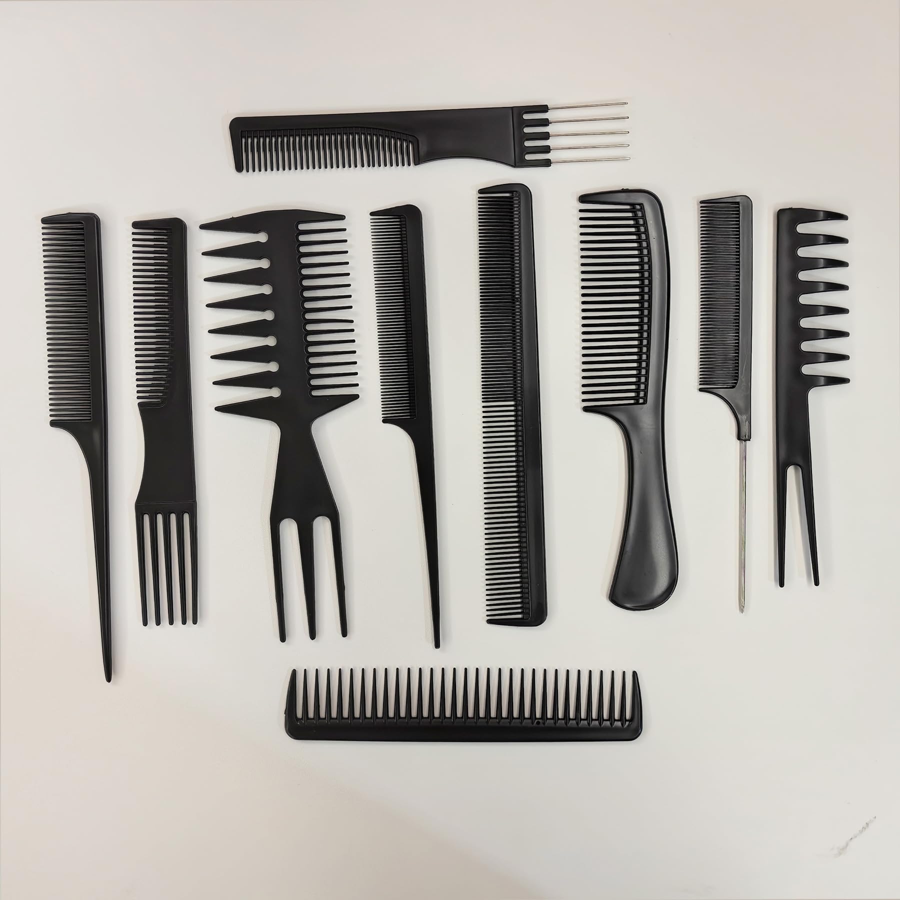 Juego de 10 peines para estilistas – Paquete variado profesional con peines para todo tipo de cabello y estilos 6