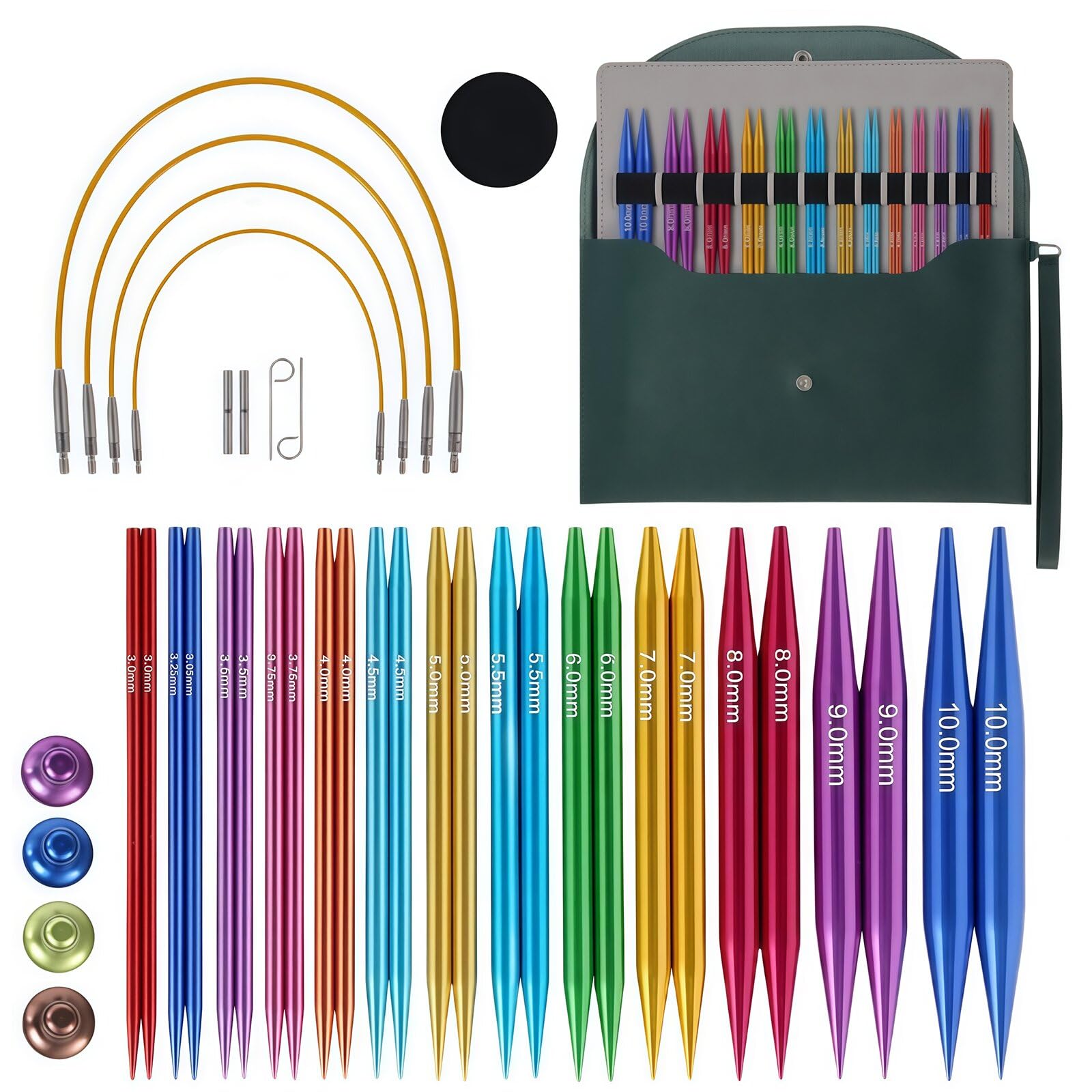 Photo 1 of Astrumify 3.94-Inch(10cm) Interchangeable Circular Knitting Needles Set 13 Pairs(3mm-10mm) of Premium Aluminum Needles & Accessories