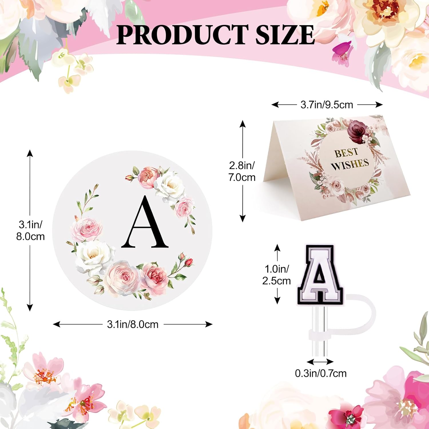 Initial Glass Cups with Lids and Straws, Personalized Gifts for Women, Iced Coffee Cup Glass Tumbler, Birthday Bridesmaid Proposal Inspirational Customized Gifts for Her Girls (A) - Image 5