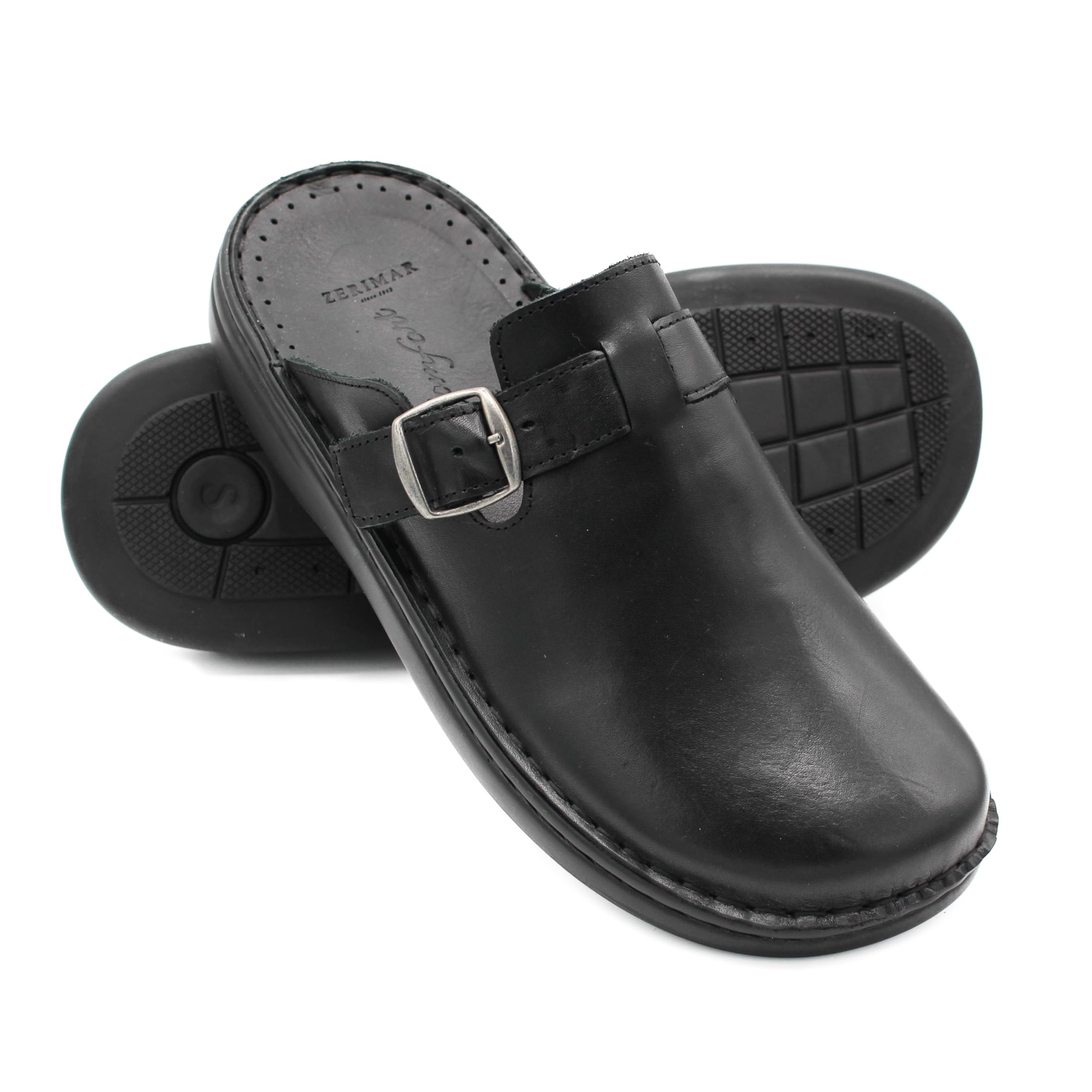 Zerimar Zuecos Hombre de Piel - Zuecos de Verano para Hombre - Sandalias Hombre Piel - Calzado Cómodo y Ligero para el Verano y Tiempos Libres
