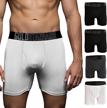 Gold Standard 4-Pack Mens Cotton Boxer Briefs with Stretch