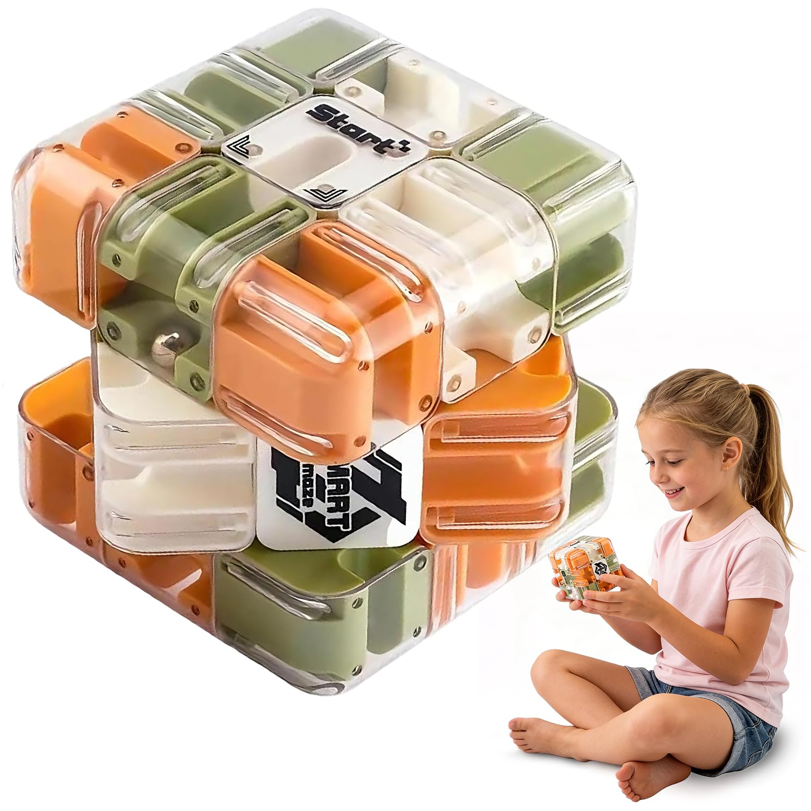 HESUSLA 3D Gravity Marble Maze Cube, Magnetic Magic Ball Puzzle Game for Kids & Adults