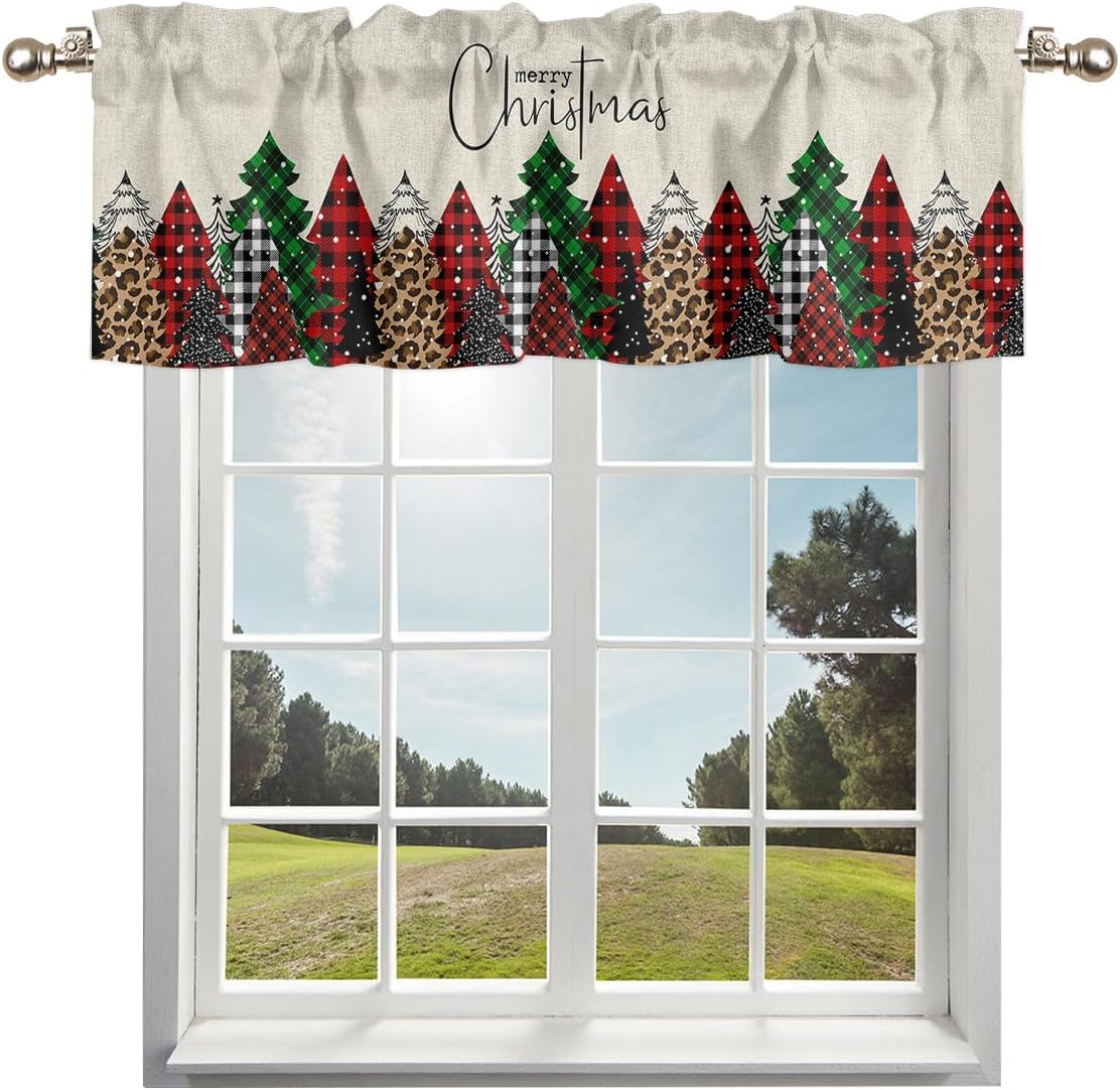 Anzona Curtain Valance 42" x 12", Merry Christmas Window
